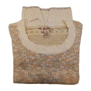 2000s Vintage Mudd‎ Sweater Women's  XL Lace Back Hi-low Hem Beige Pullover Y2K